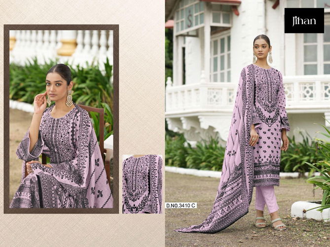 Jihan 3410 Lawn Cotton Embroidery Pakistani Suit Wholesale Price In Surat
